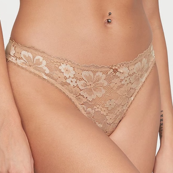Victoria's Secret Body By Victoria Lace-Front Thong Panty Praline XL NEW - Picture 6 of 6